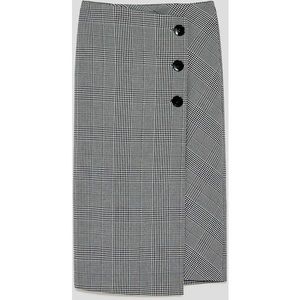 L ZARA Check wrap midi skirt